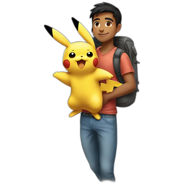 indian teen carrying pikachu on shoulder emoji