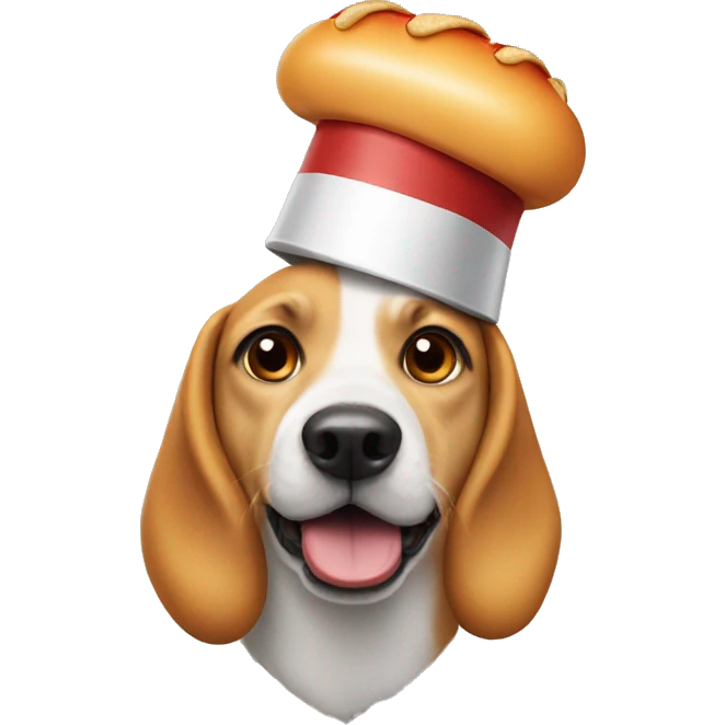 Dog wearing a hotdog cap emoji