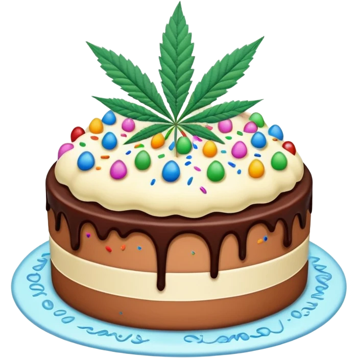 frozen ice cream cake dessert with cannabis leaf emoji