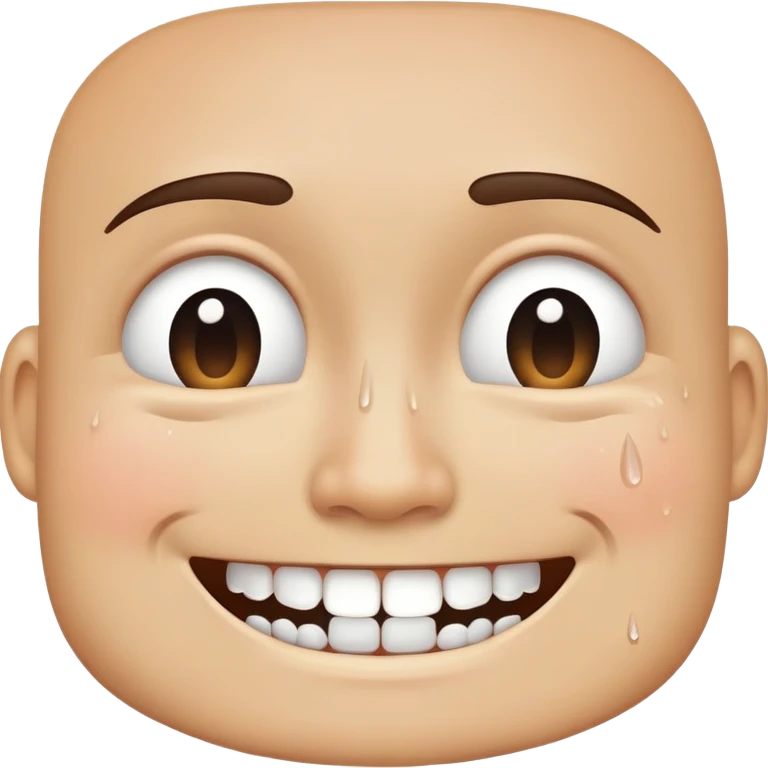 smiling through gritted teeth while crying emoji