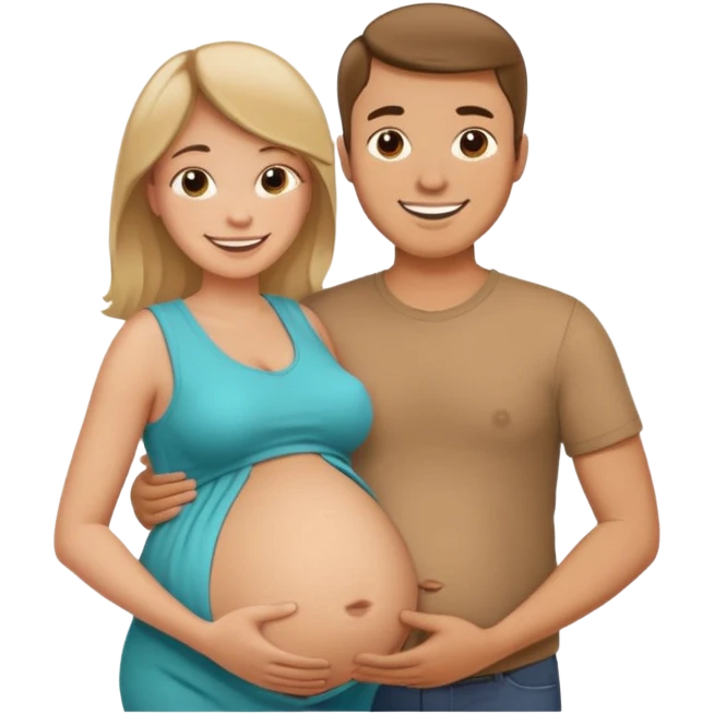 Boyfriend holding pregnant girlfriends belly emoji