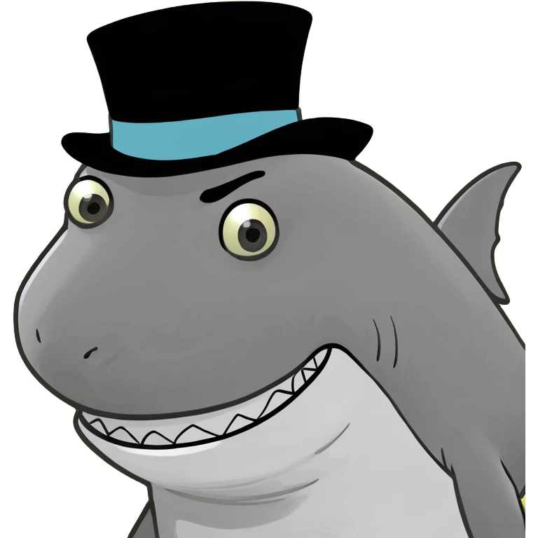 Shark with a top hat emoji