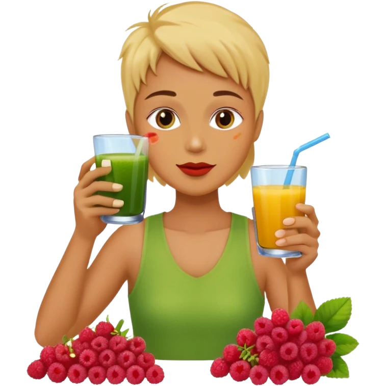 juice, colors yellow,orange,forest fruits, person, green juice emoji