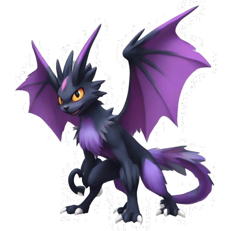 Edgy Cool Fluffy Nargacuga-Noivern-Pokémon-fusion-cat Full Body emoji