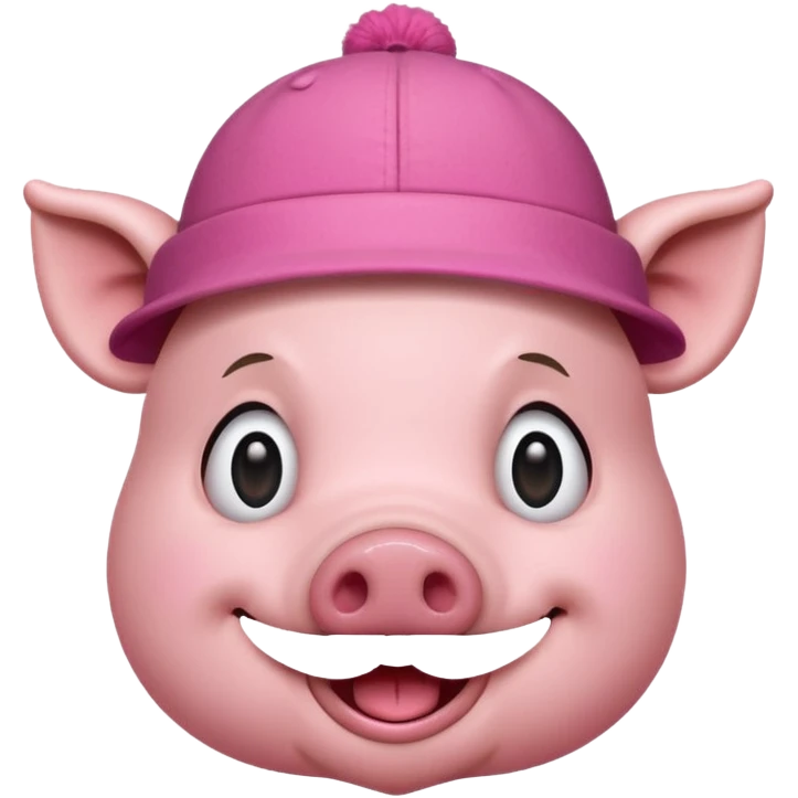 pig wear hat, front vỉew emoji