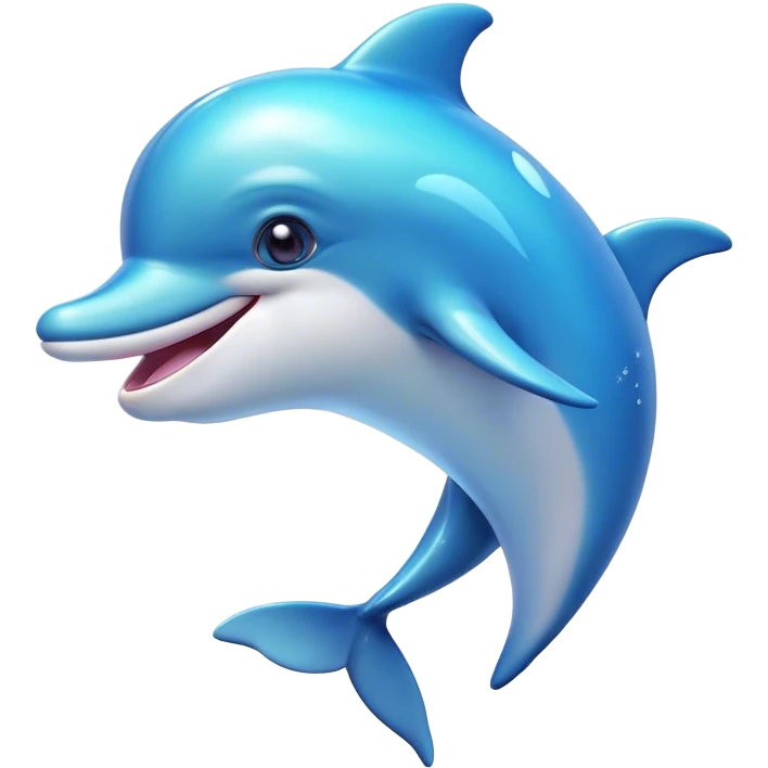 Cinematic Cheeky Dolphin Portrait Emoji, With a playful tilt of its head and a mischievous sparkle in its eyes, showcasing a sleek, shiny body accented by a quirky, animated smile and a cheeky wink, Simplified yet hilariously endearing features, highly detailed, glowing with a vibrant, sassy aquatic glow, high shine, spirited and fun, stylized with an air of quirky marine mischief, soft glowing outline, capturing the essence of a super cute dolphin that looks ready to splash its way into viral fame with playful charm! emoji