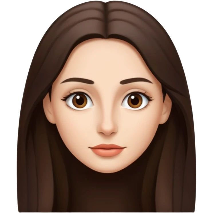 a brunette with thin nose almost sharp jaw line perfect eye brows and long hair  emoji