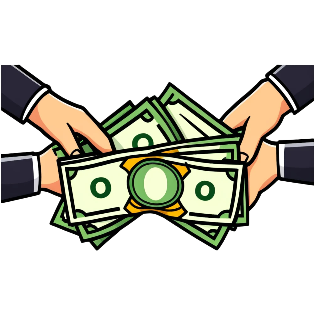 money being handed from one person to another emoji