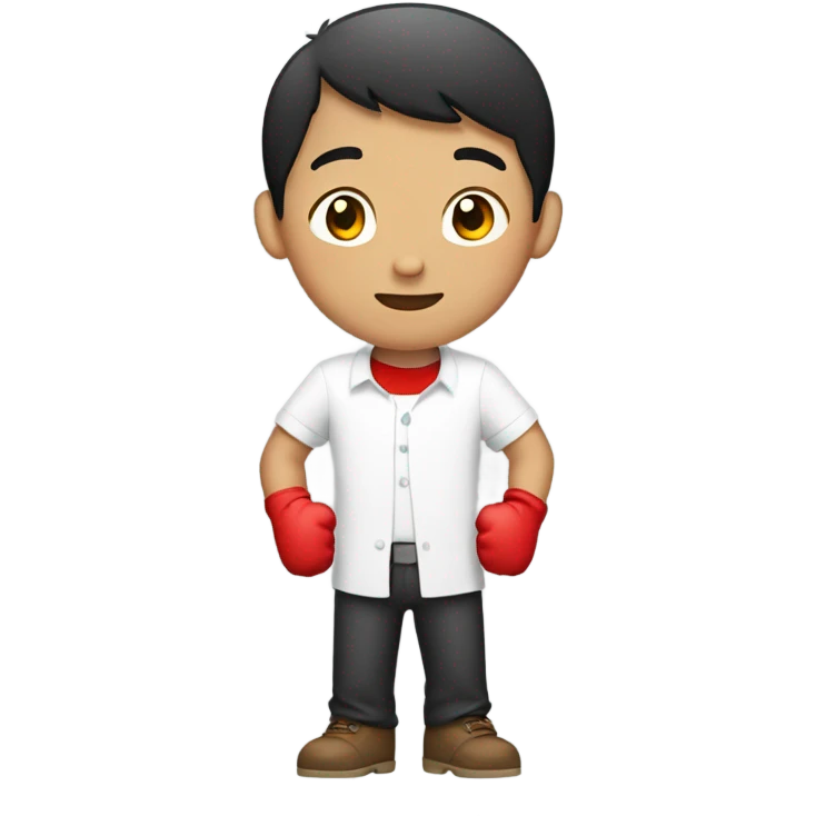 Asian Boy wearing red gloves and a white shirt emoji