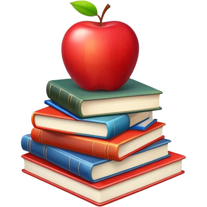 A stack of textbooks with an apple on top emoji