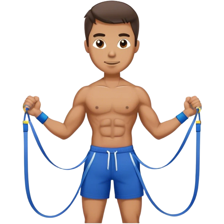 fit man with blue shorts resistance bands exercises emoji