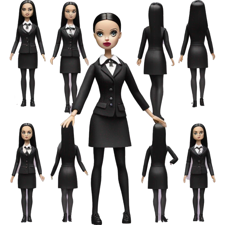Clean gothic Wednesday Addams Barbie. Creepy , show full body  emoji