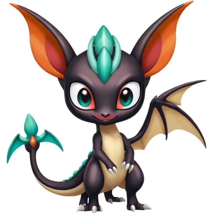 Shiny Cute Realistic Exotic Colorful Meloetta-Noivern-Toothless-Fakémon-creature-hybrid emoji