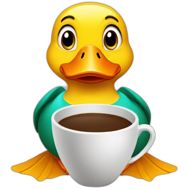 Duck with coffee emoji