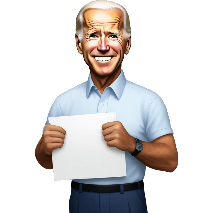 Biden holding a sign emoji
