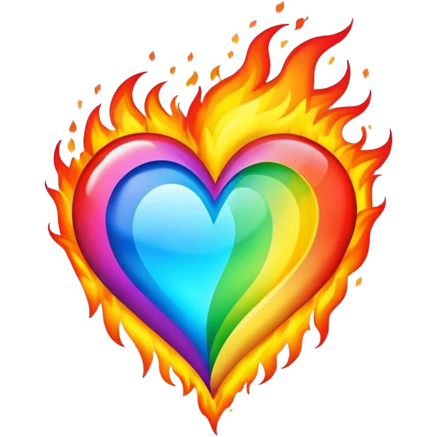 Rainbow heart fire emoji  emoji