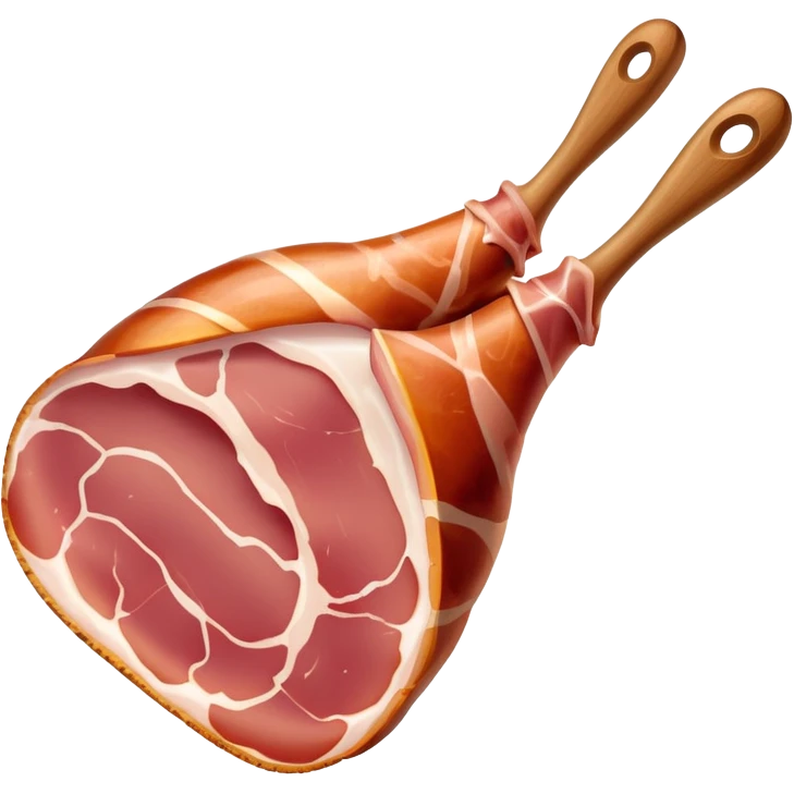 jamón-serrano-cinematic-realistic-jamón-serrano-dish-emoji,-depicted-as-a-prominent-leg-of-cured-ham-with-visible-marbling,-rendered-with-rich-textures-and-dynamic,-appetizing-lighting. emoji