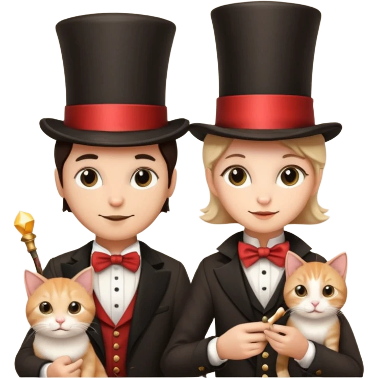 magician couple and their pet cat emoji