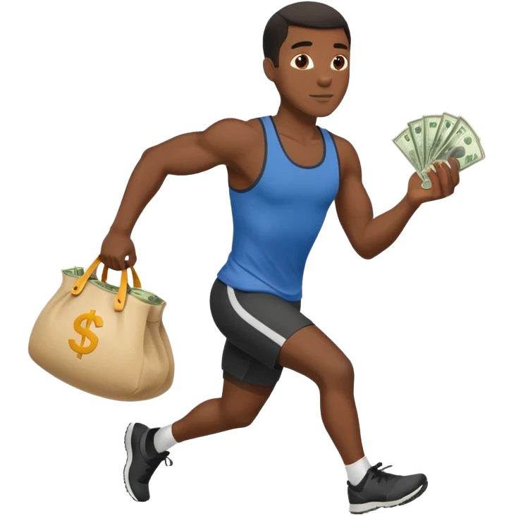 Black Man running with moneybag 💰 emoji