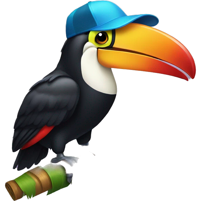 toucan wearing a trucker hat emoji