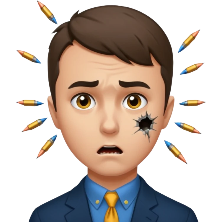 Charlie kirk with bullet hole on neck and scared expression  emoji