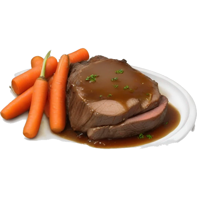 pot roast with gravy over potatoes with carrots  emoji