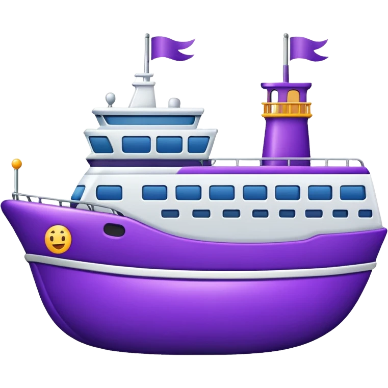 A ferry with a plum emoji
