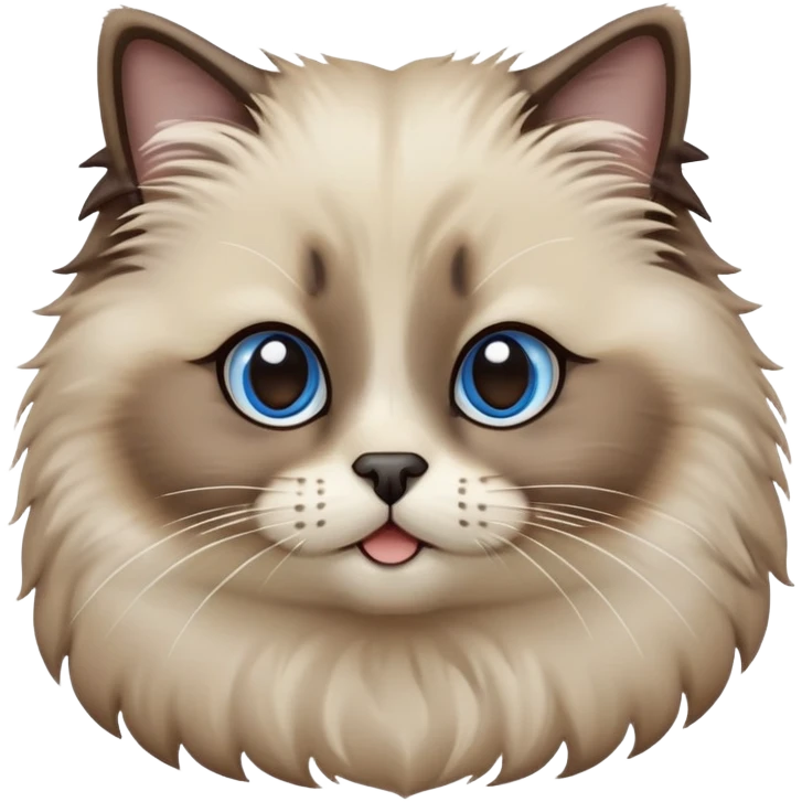 cinematic-adorable-fluffy-brown-seal-ragdoll-cat-portrait-emoji,-head-tilted-cutely-with-big,-sparkling-blue-eyes,-soft-brown-seal-colored-fur-with-darker-points-on-the-ears,-face,-and-paws,-simplified-yet-irresistibly-adorable-features, emoji