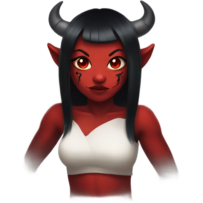 demon oni girl with red skin and black hair emoji