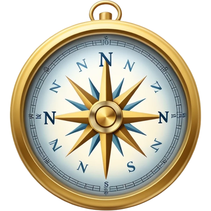 A compass pointing north, with the 'N' clearly marked. Cold, snowy atmosphere in the background, symbolizing the northern direction and icy climate emoji