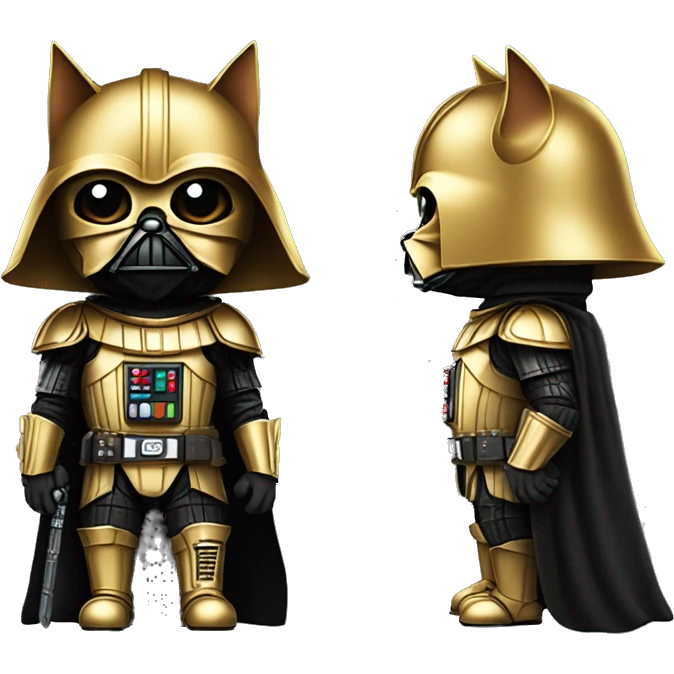 darth vader but as a cat in full armor, make the armor gold in color emoji