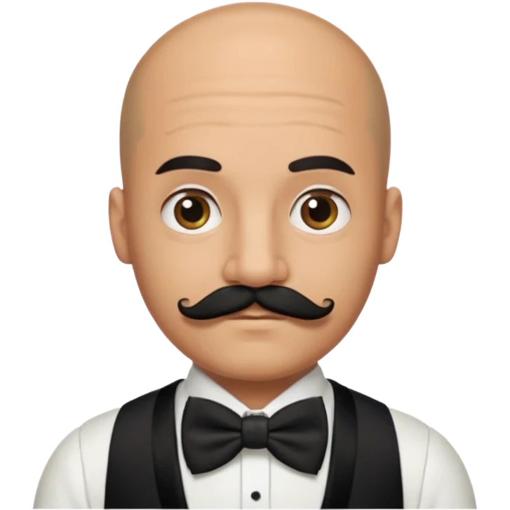 Bald guy with thick black mustache & bow tie emoji