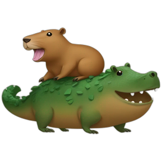 Capybara riding a cocodrile emoji