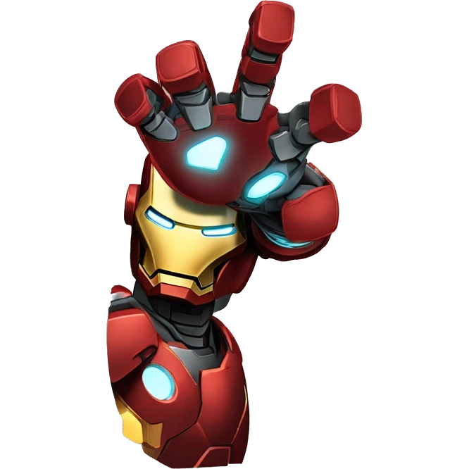 iron man alzando su brazo derecho y  abriendo la mano para disparar emoji