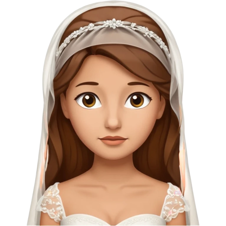 White tanned skin bride with brown hair with a chin on her face emoji