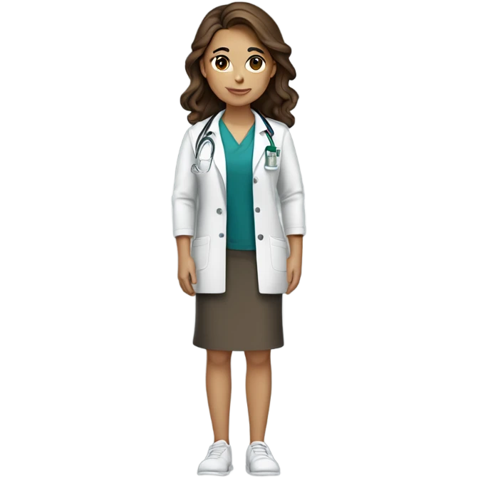 a full body medical student 20 years old girl student tan skin, brown hair emoji