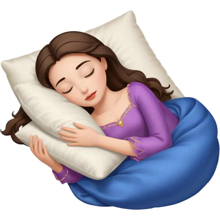 sleeping beauty brunette white girl with a silk pillow emoji