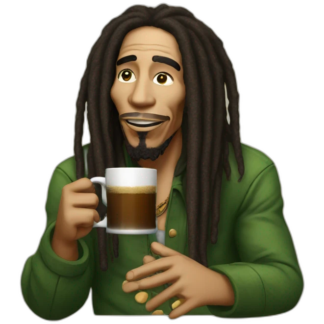 Bob Marley drinking coofee emoji