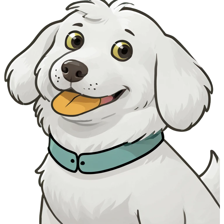 White fluffy dog wearing duck costume  emoji
