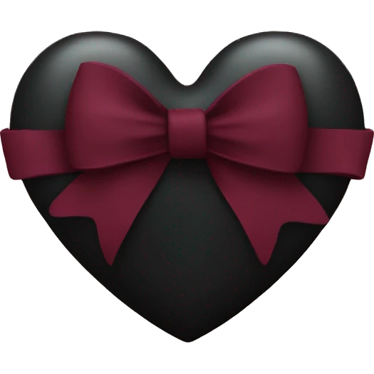 black heart with burgundy bow emoji