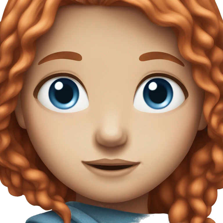 Girl with long red hair, blue eyes, freckles emoji
