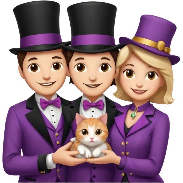 magician couple and their pet cat emoji