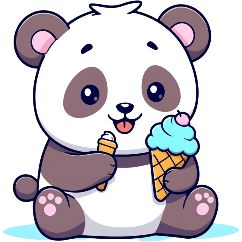 Panda eating ice cream emoji