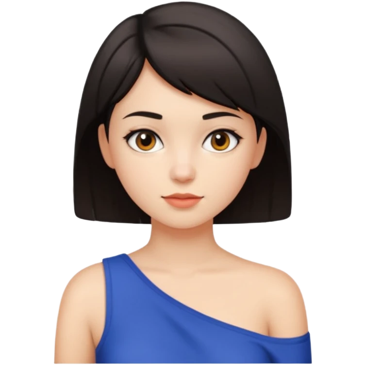 A girl with a short dark hair wearing a up shoulder top emoji