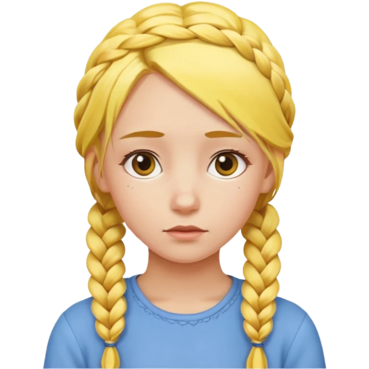 sarı saçlı örgülü düşünen bir kız  emoji