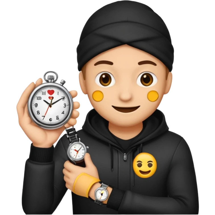 a thief holding a watch, emoji style emoji