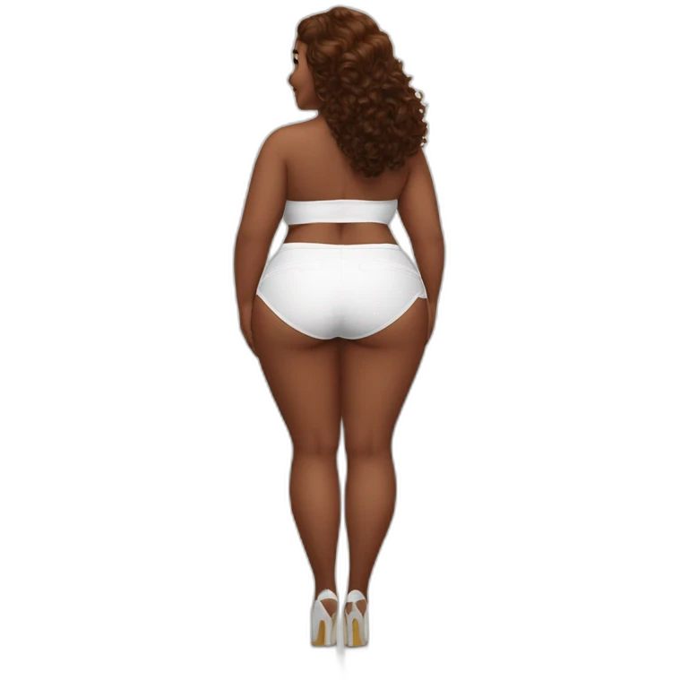 full-body-curvy-beauty-white-knickers-skirt rear view emoji