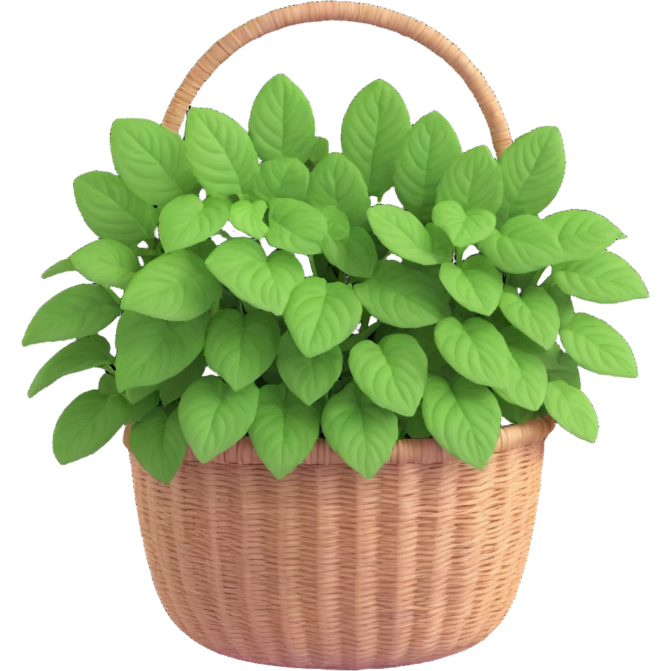 Plectranthus Verticillatus Swedish Ivy with trailing stems and perfectly round circular leaves in a coconut fiber basket emoji
