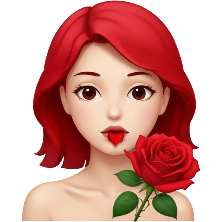 Biting a rose while side eyeing emoji