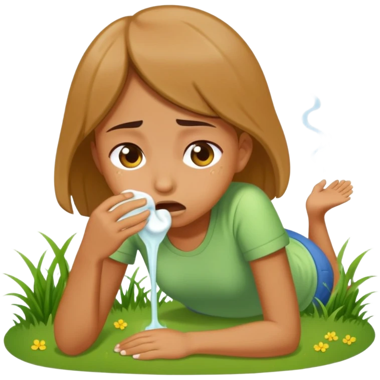 Девочка рыгает на лужайку emoji